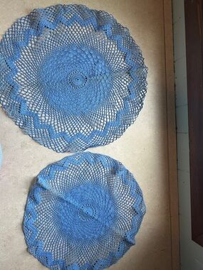 Blue Crochet Doilies Pair - Lightweight Decorative Accents
